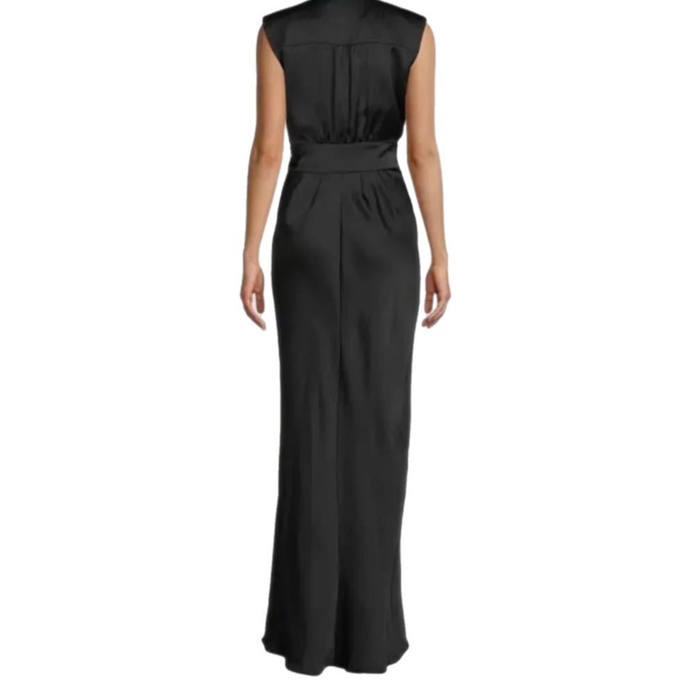 NWT $625 MSRP Ramy Brook “Quinn” Solid Black Silk-Blend Gown with Deep Plunge 12 - Picture 3 of 8